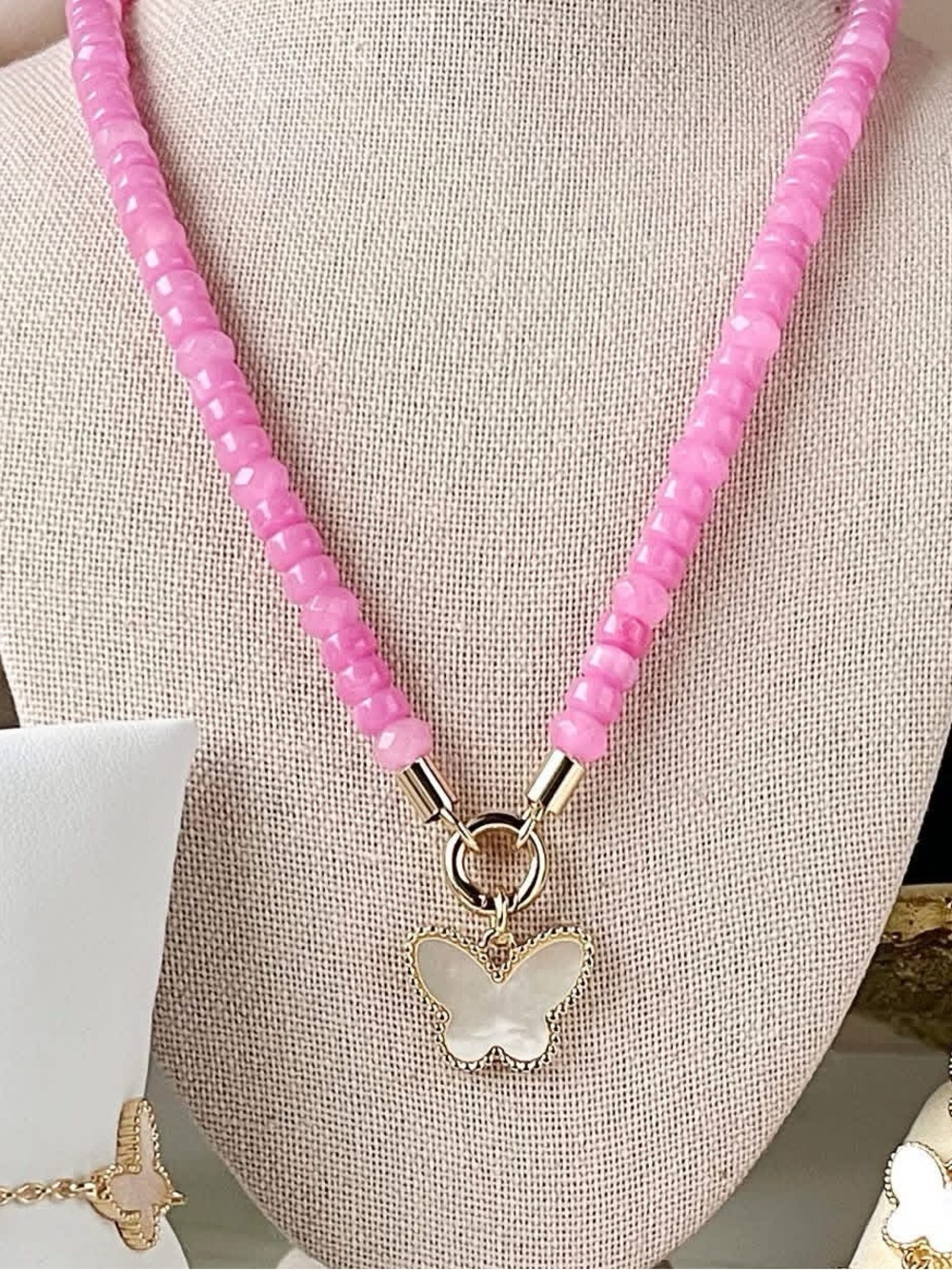 Park Lane PINK LILY NECKLACE Sparkle Box For May 2026 Pink Jade Butterfly Charm